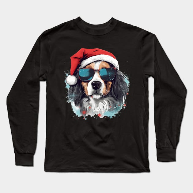 Magical Christmas Golden Retriever in the snow: cute four-legged friend with festive hat Long Sleeve T-Shirt by MLArtifex